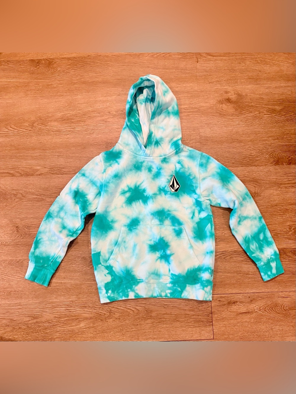 Volcom Kids Teal and White Tie-Dye Pullover Hoodie